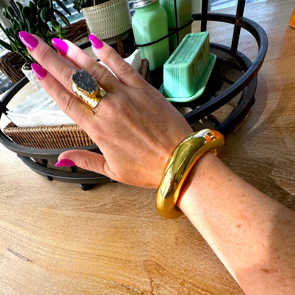 Alexis Bittar Milton Gold large Gold Bangle Bracelet- 1 item available